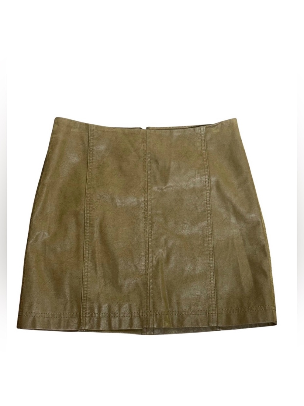 Free People “Modern Femme” faux leather Olive Green skirt- size 4